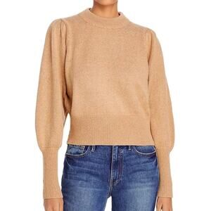 FRENCH CONNECTION Balloon Sleeve Sweater In Camel Melange LARGE NEW COWL